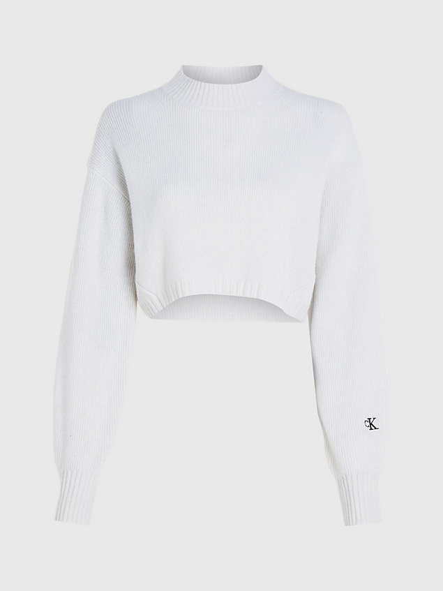 white cropped lamswollen trui voor dames - calvin klein jeans