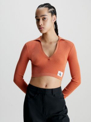 Slim Cropped V-Neck Jumper Calvin Klein®