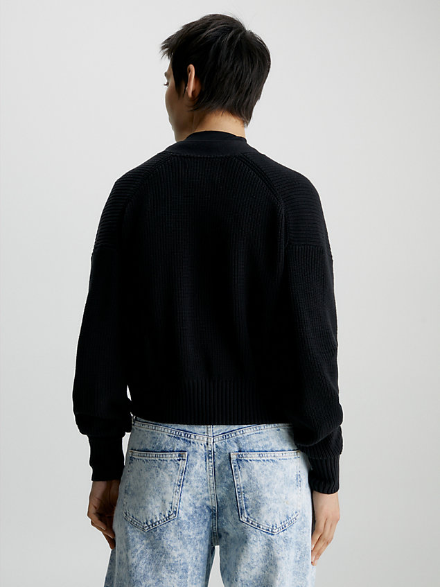 black cropped strickjacke aus baumwolle für damen - calvin klein jeans