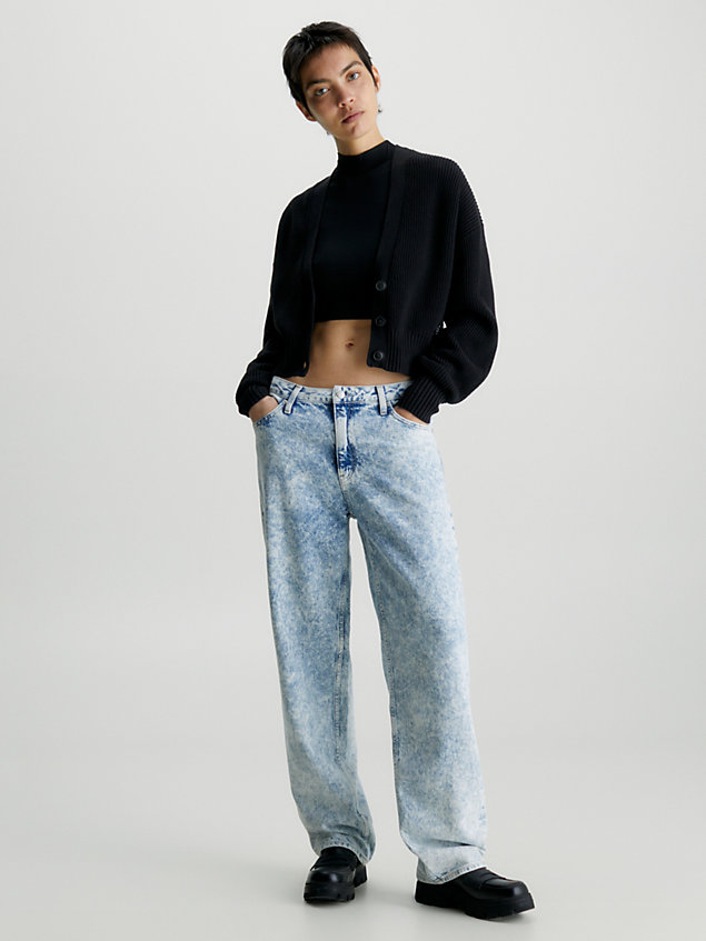 cárdigan cropped de punto de algodón black de mujer calvin klein jeans