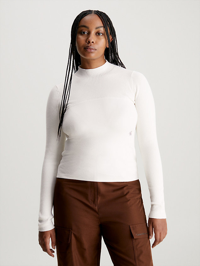 white wąski sweter z bawełny dla kobiety - calvin klein jeans