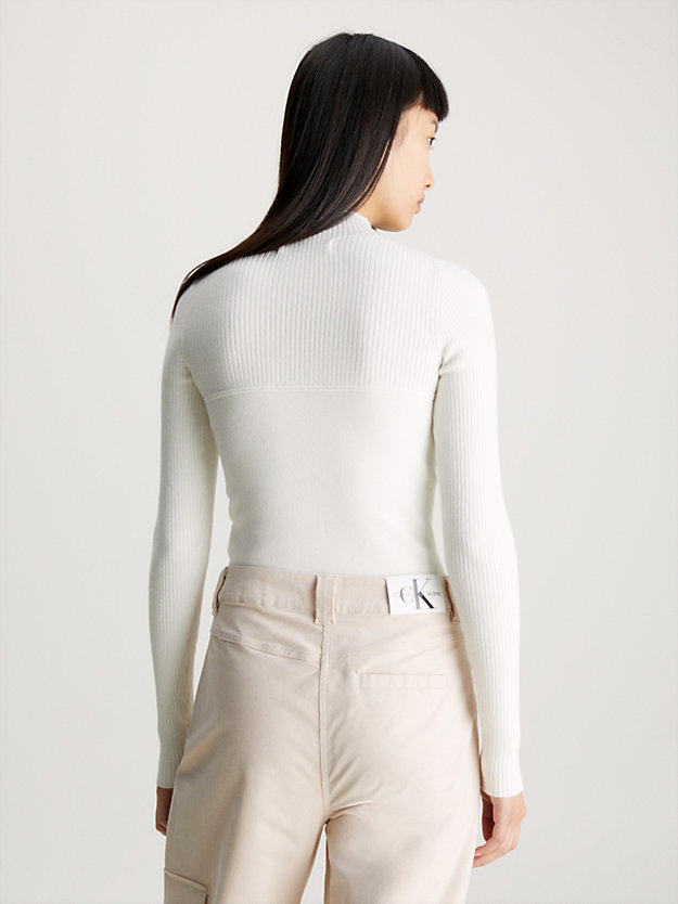 maglione in cotone slim ivory da donna calvin klein jeans
