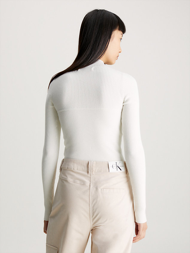 white schmaler baumwoll-pullover für damen - calvin klein jeans