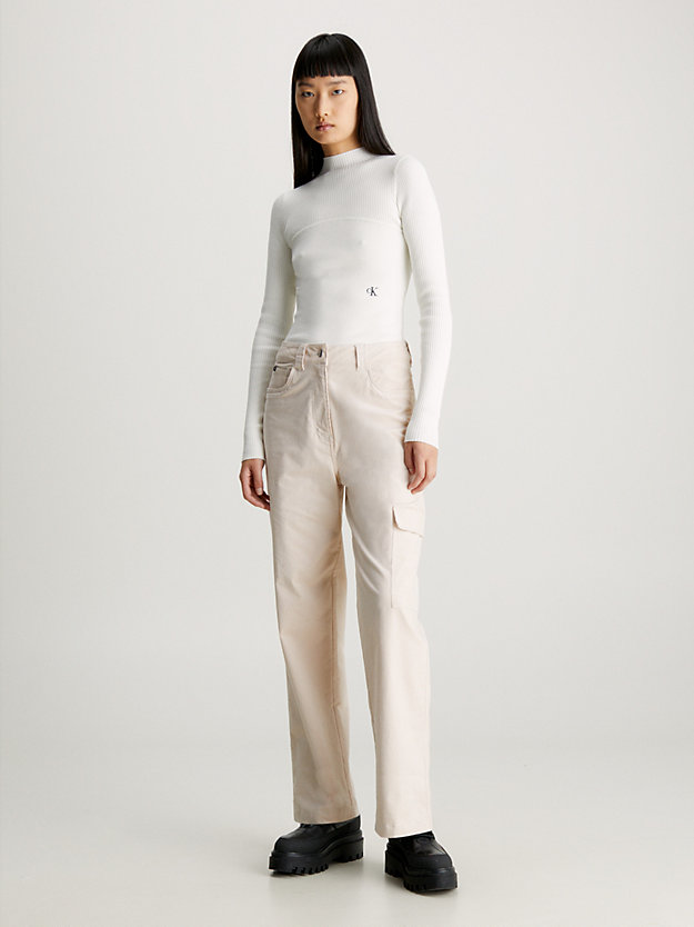 maglione in cotone slim ivory da donna calvin klein jeans