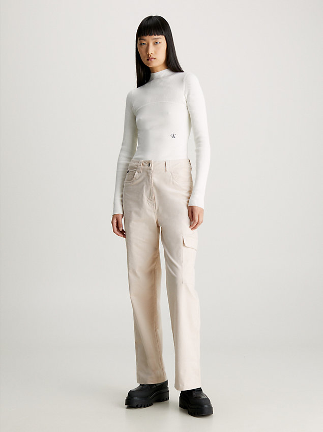 maglione in cotone slim white da donna calvin klein jeans