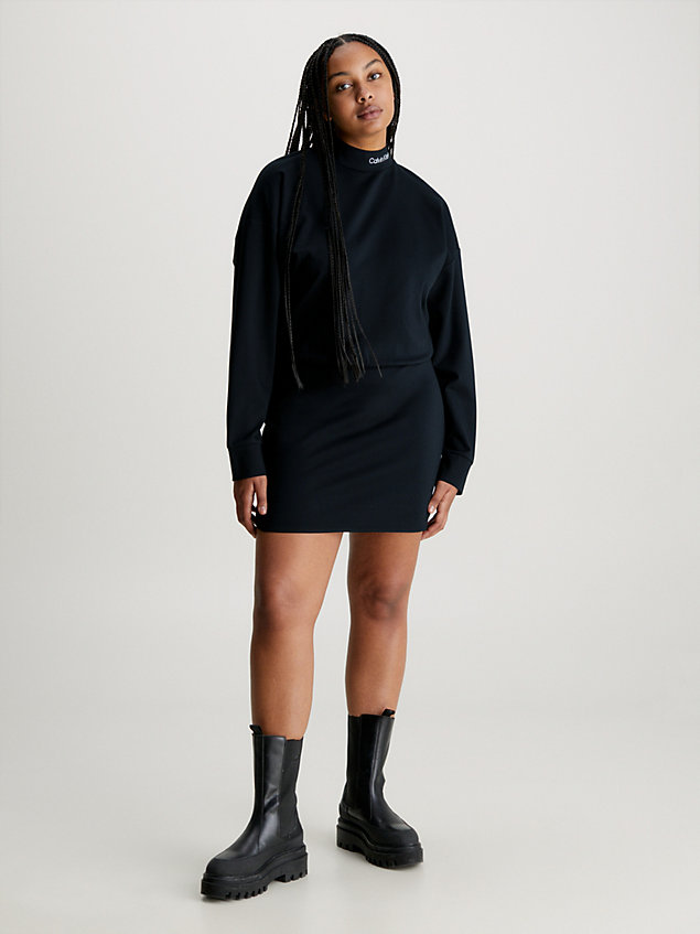 robe à manches longues en jersey milano black pour femmes calvin klein jeans