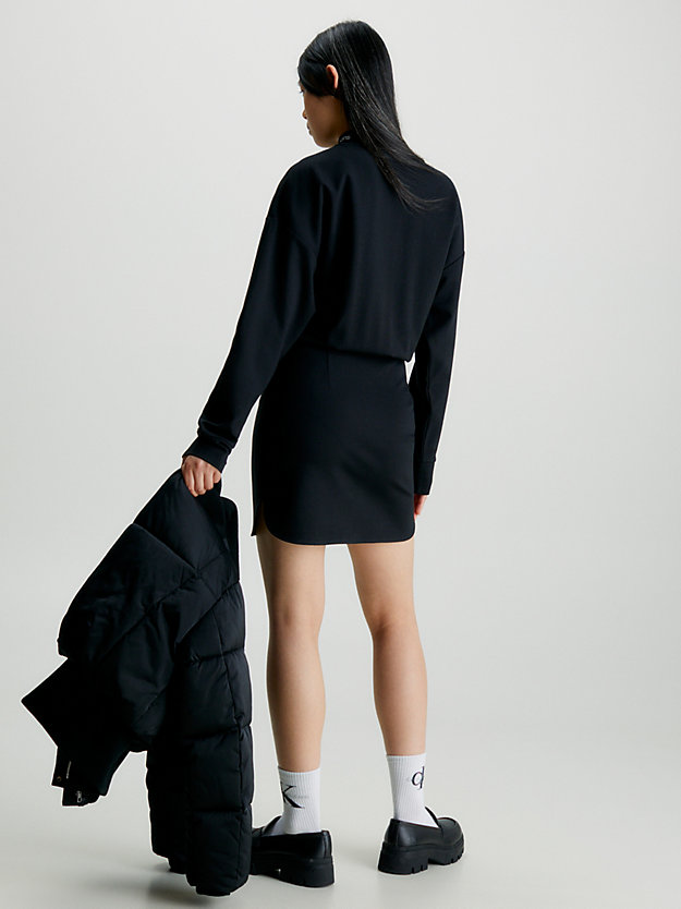 ck black milano jersey jurk met lange mouwen voor dames - calvin klein jeans