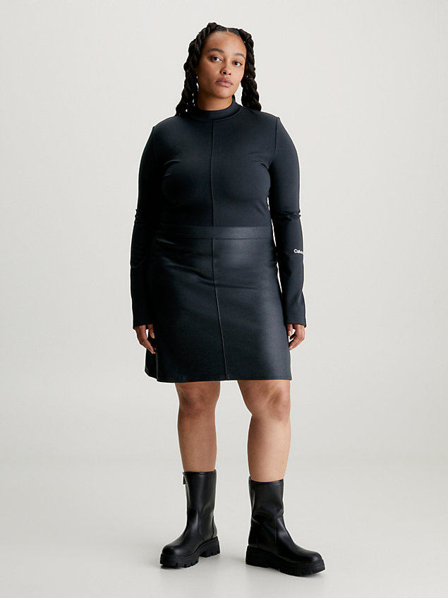 black sukienka mini z powlekanego dżerseju milano dla kobiety - calvin klein jeans