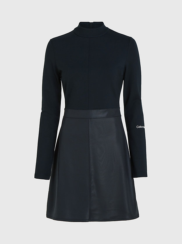 ck black gecoate milano jersey mini-jurk voor dames - calvin klein jeans