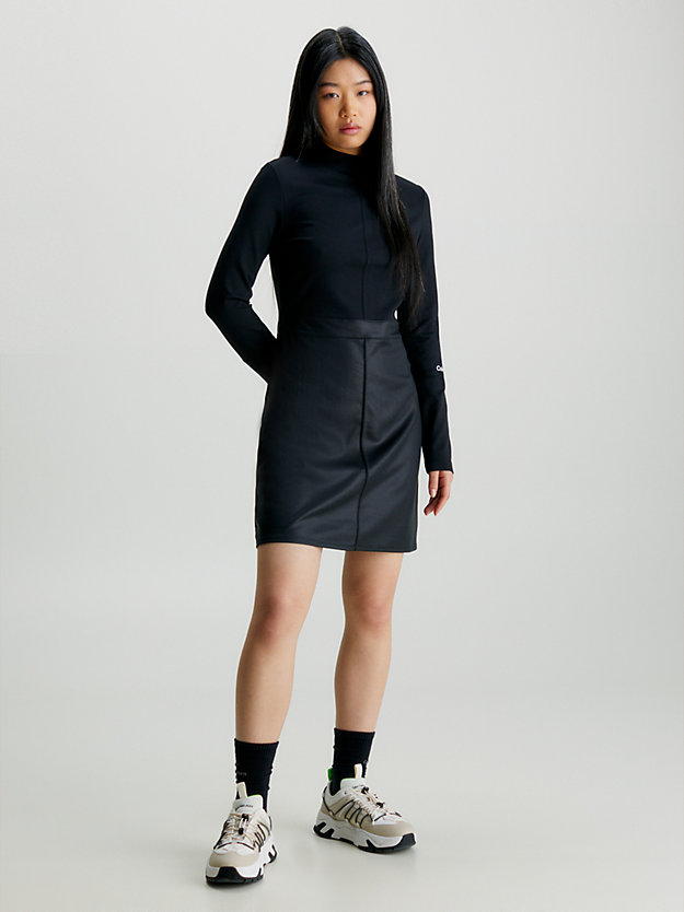 ck black gecoate milano jersey mini-jurk voor dames - calvin klein jeans