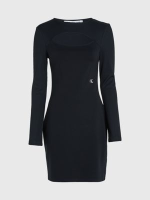 Jersey Milano rib sheath dress in Black for Women