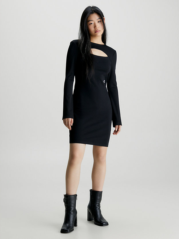 ck black milano jersey jurk met uitsnijding voor dames - calvin klein jeans