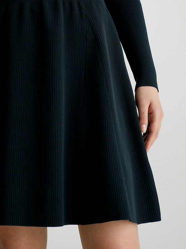 black geribbelde, gebreide off-shoulder jurk voor dames - calvin klein jeans