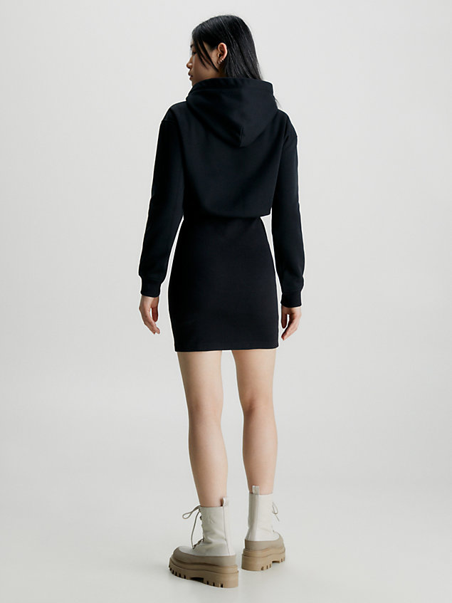 black logo tape hooded sweatshirt dress for women calvin klein jeans