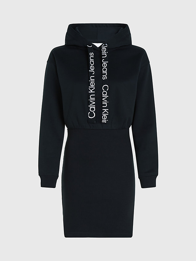robe sweat à capuche avec logo tape black pour femmes calvin klein jeans