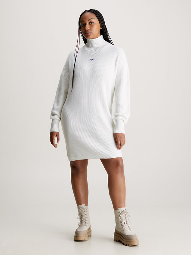 white relaxed cotton jumper dress for women calvin klein jeans
