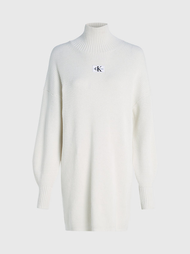 white sweaterjurk van katoen met relaxed fit voor dames - calvin klein jeans
