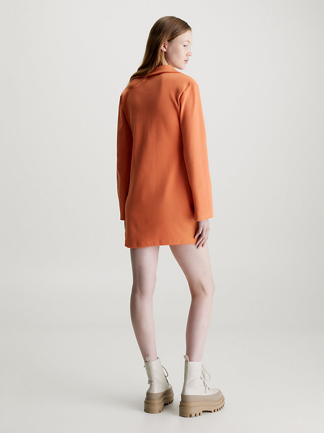 robe-polo côtelée à manches longues orange pour femmes calvin klein jeans