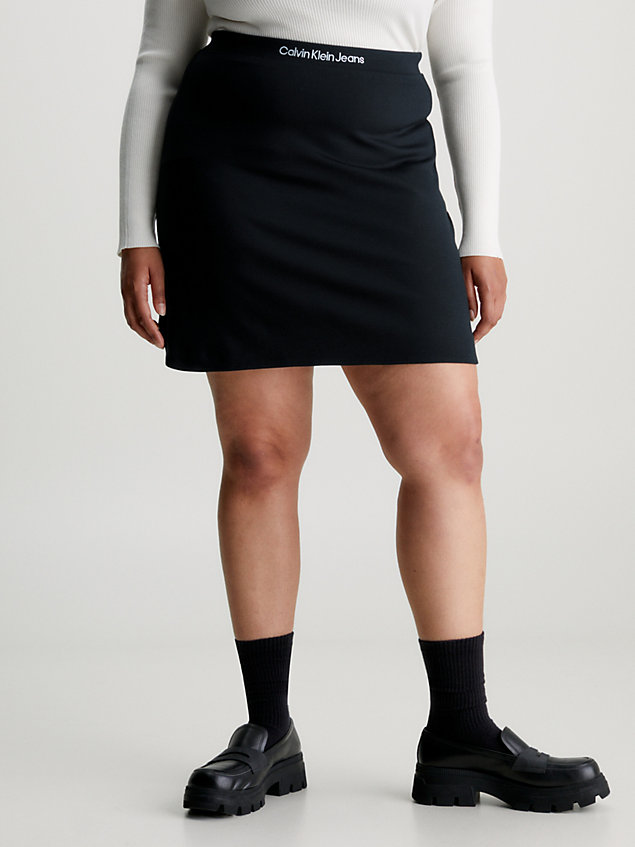 falda de punto milano con cinturilla con logo black de mujer calvin klein jeans