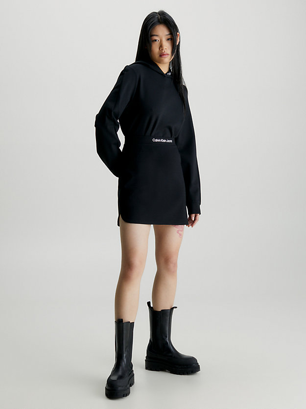 ck black milano jersey rok met tailleband met logo voor dames - calvin klein jeans