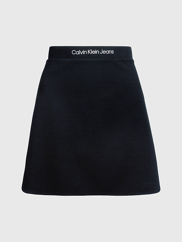 black spódnica z paskiem i logo z dżerseju milano dla kobiety - calvin klein jeans