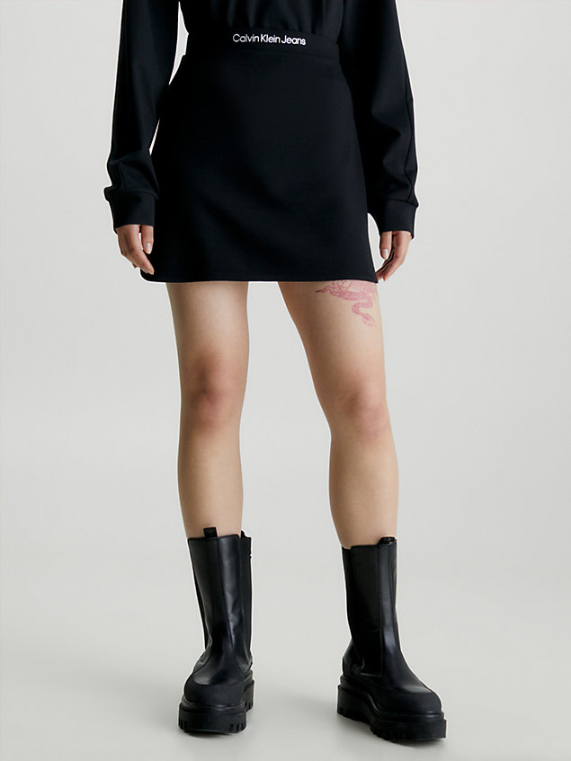 jupe avec ceinture à logo en jersey milano black pour femmes calvin klein jeans