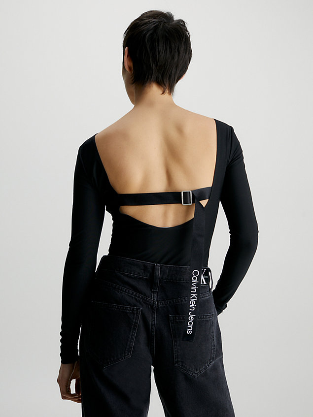 black body z długim rękawem i ozdobną klamrą dla kobiety - calvin klein jeans