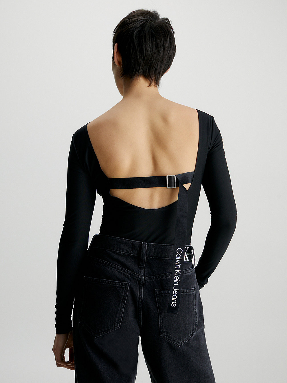 CK BLACK Buckle Detail Long Sleeve Bodysuit undefined women Calvin Klein