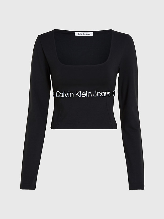 ck black langärmliges top aus milano-jersey für damen - calvin klein jeans