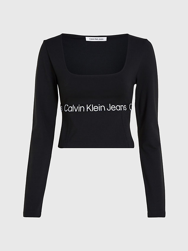 black milano jersey top met lange mouwen voor dames - calvin klein jeans
