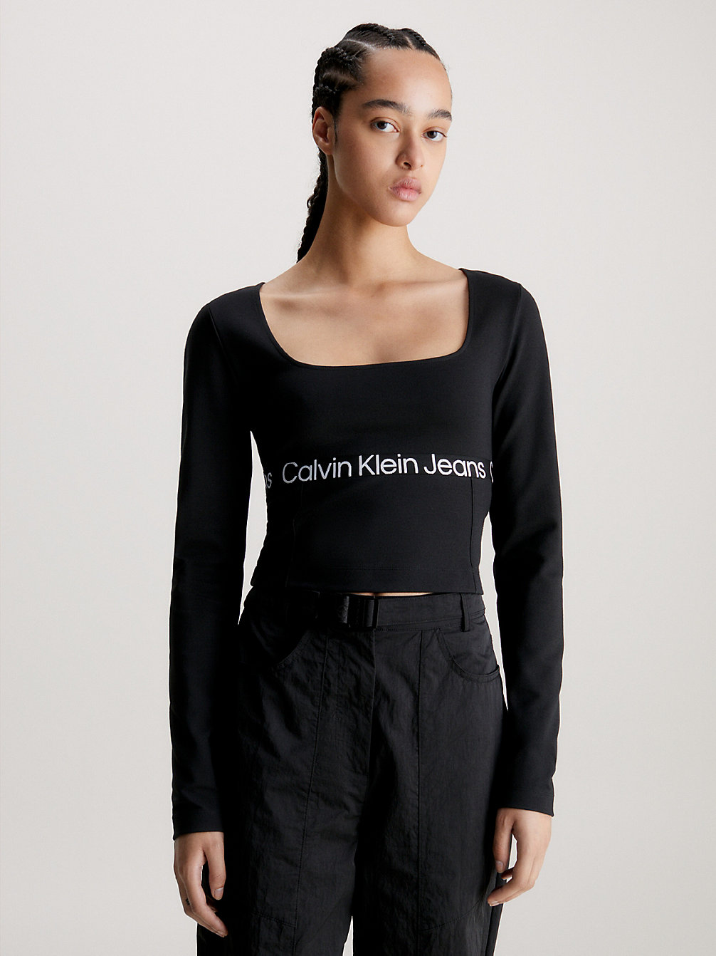 CK BLACK Langärmliges Top Aus Milano-Jersey undefined Damen Calvin Klein
