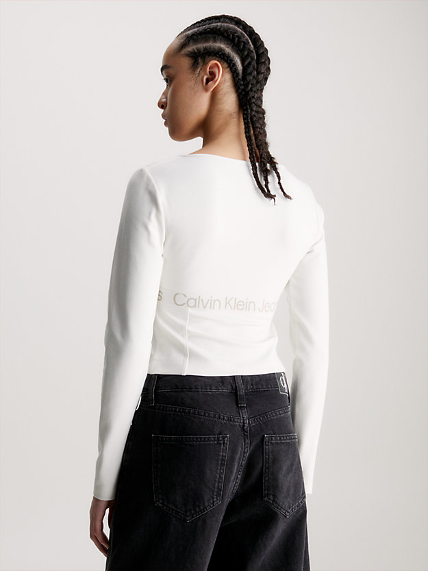ivory / plaza taupe langärmliges top aus milano-jersey für damen - calvin klein jeans
