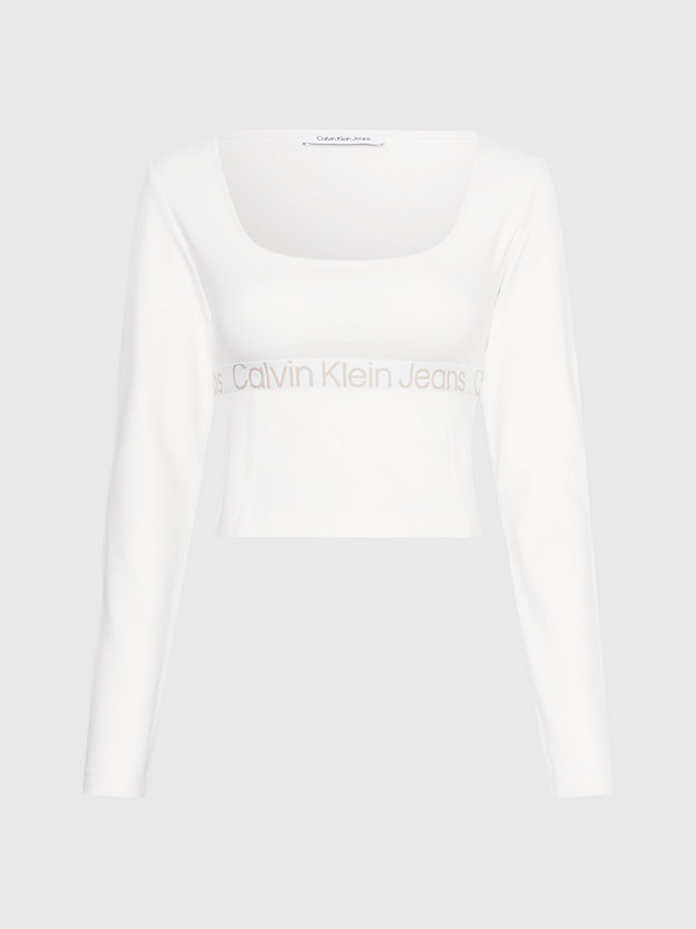 haut à manches longues en jersey milano ivory / plaza taupe pour femmes calvin klein jeans