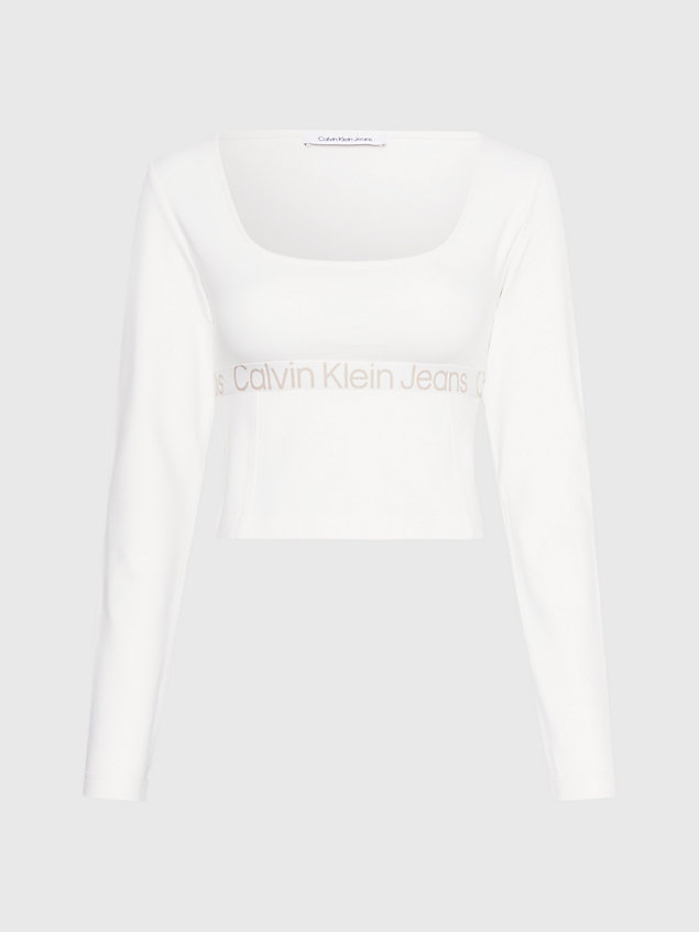 haut à manches longues en jersey milano white pour femmes calvin klein jeans