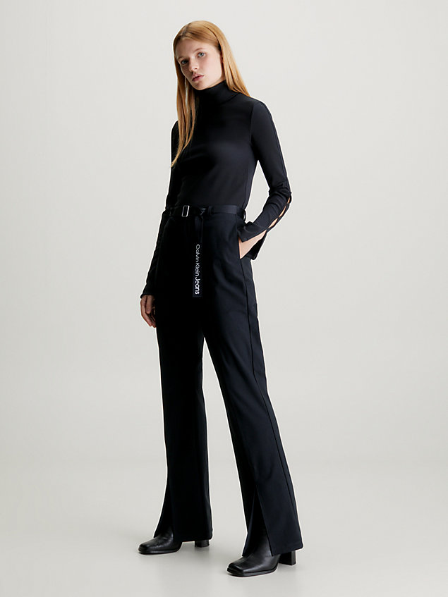 black top z długimi rozciętymi rękawami i golfem dla kobiety - calvin klein jeans