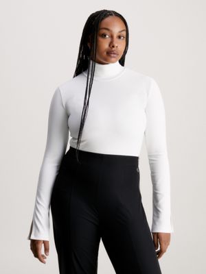 reworked calvin klein turtleneck CROP TOP ONLY black long sleeve high neck  roll