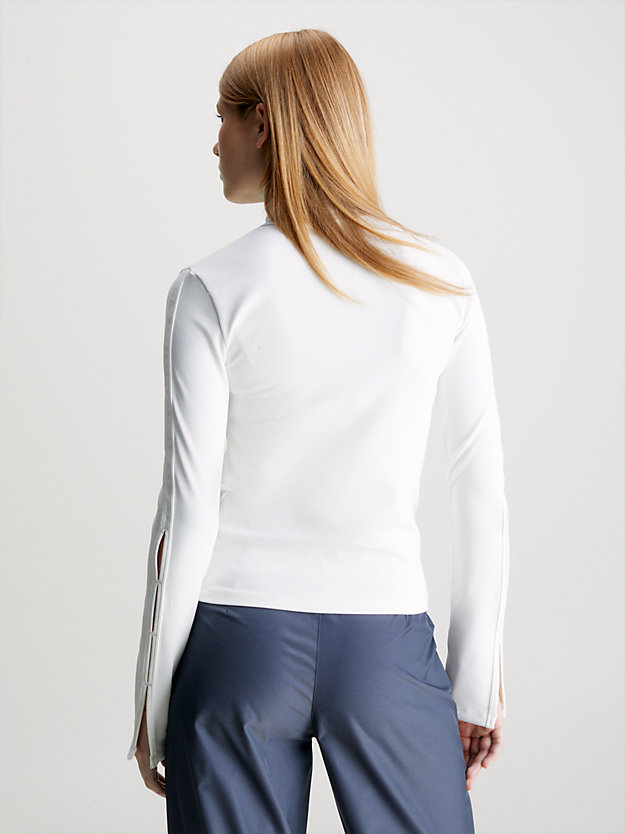 bright white split sleeve roll neck top for women calvin klein jeans