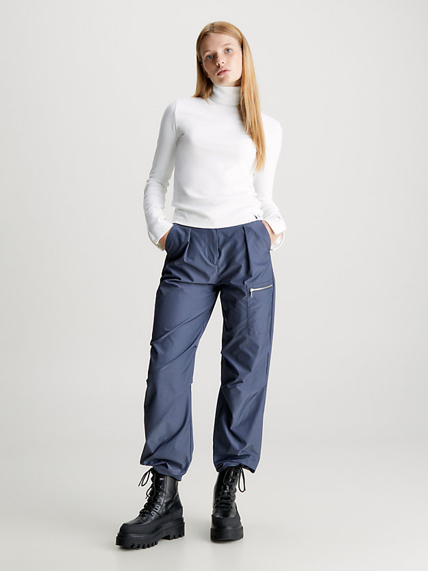haut à col roulé et manches fendues bright white pour femmes calvin klein jeans
