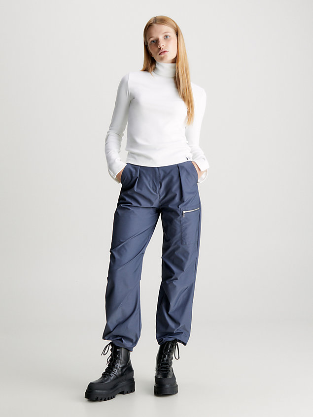 haut à col roulé et manches fendues white pour femmes calvin klein jeans