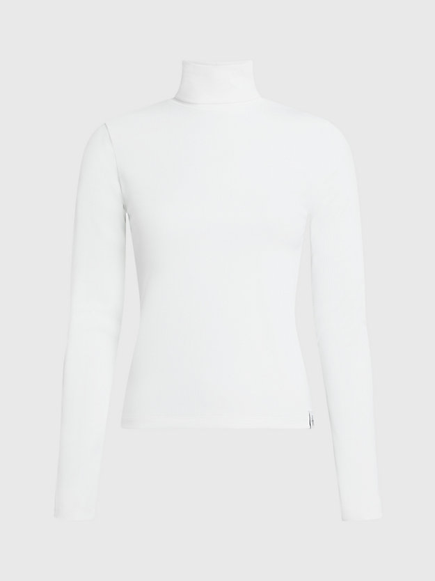 bright white top z długimi rozciętymi rękawami i golfem dla kobiety - calvin klein jeans