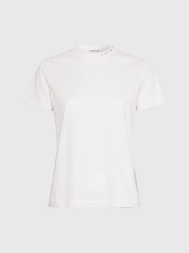 t-shirt con logo e colletto slim ivory / plaza taupe da donna calvin klein jeans