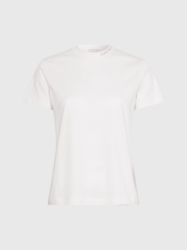 white dopasowany t-shirt z logo i kołnierzykiem dla kobiety - calvin klein jeans