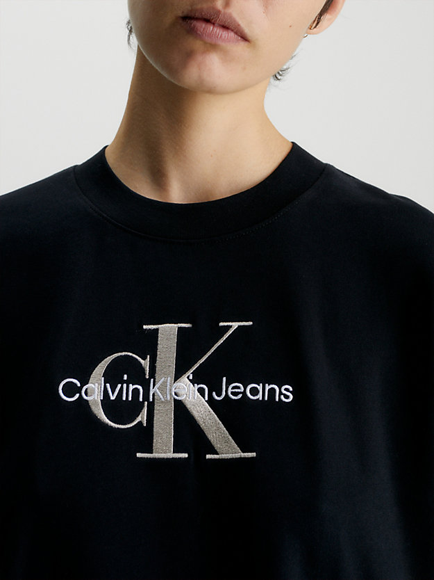 t-shirt en coton avec monogramme ck black pour femmes calvin klein jeans