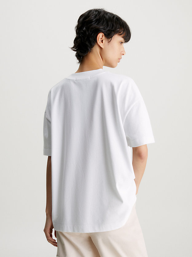 camiseta de algodón con monograma bright white de mujer calvin klein jeans