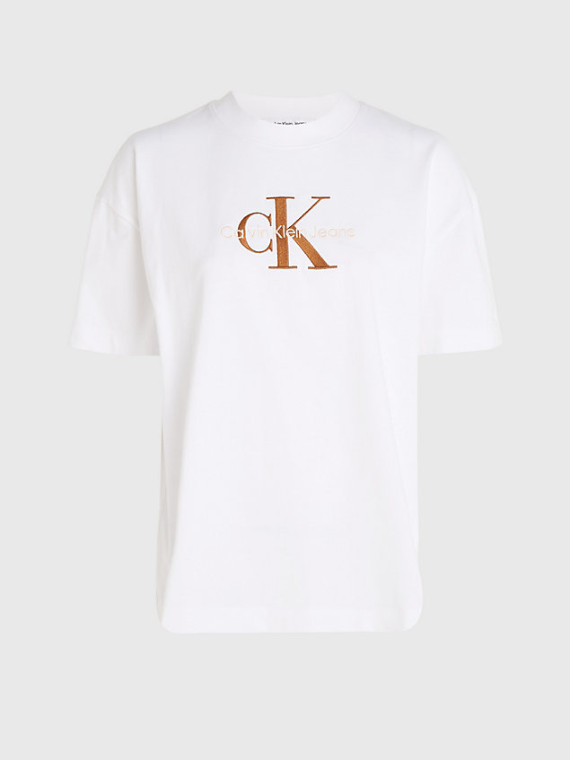 camiseta de algodón con monograma white de mujer calvin klein jeans