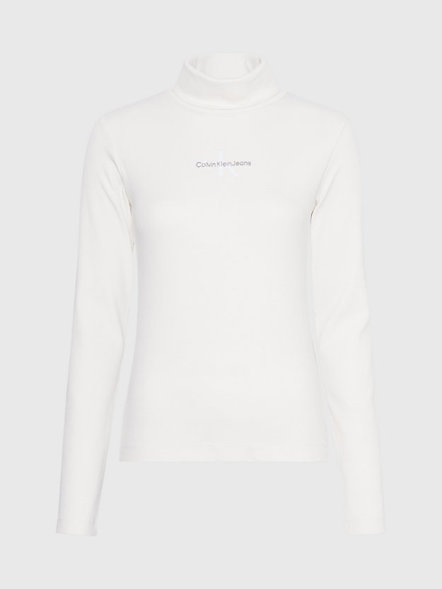 ivory monogram ribbed roll neck top for women calvin klein jeans