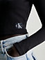 ck black schmales geripptes langarm-top für damen - calvin klein jeans