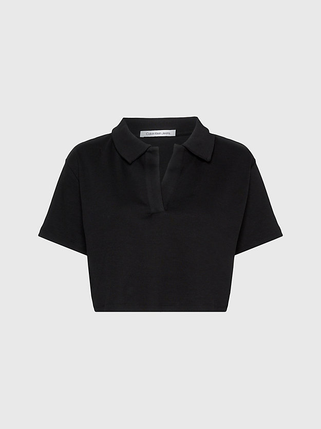 ck black relaxed ribbed polo shirt for women calvin klein jeans