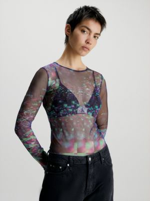 Sheer Mesh Long Sleeve Top Calvin Klein®