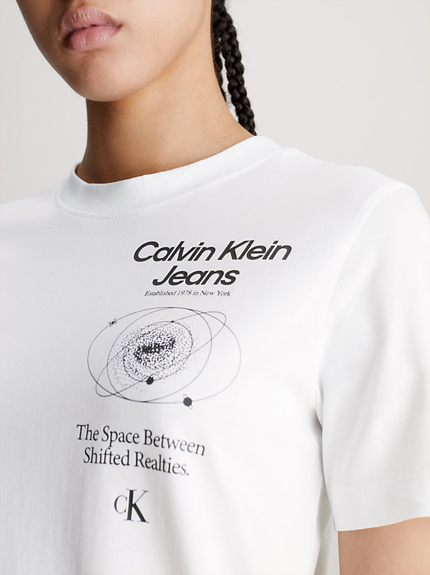 t-shirt relaxed avec imprimé dans le dos bright white/ck black pour femmes calvin klein jeans